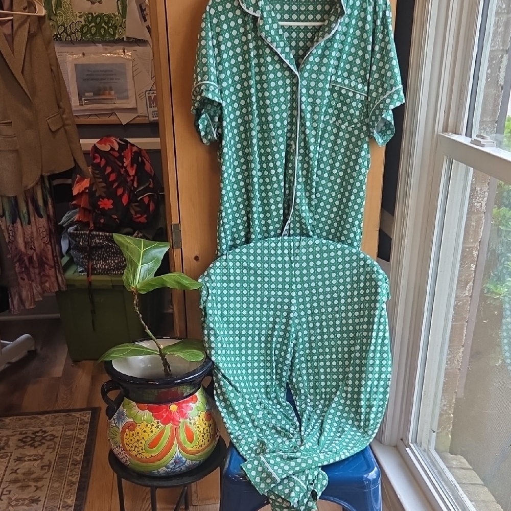 Draper James Green Polka Dot Pajama Set